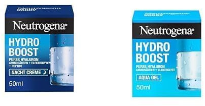 Neutrogena Hydro Boost Skincare Set: Hydro Boost Aqua Gel + Nachtcreme, regenerierende Gesichtspflege mit purer Hyaluronsäure & Aminosäuren, (pflegende) Gesichtscreme für glatte Haut (je 50 ml)