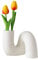 PhiDor Weiße gedrehte Keramik-Blumenvase für Dekoration, Moderne, minimalistische Abstraktionsvasen, Bauernhaus-dekorative Vase für Tafelaufsätze, Küche, Büro, Wohnzimmer, Hochzeitsblumendekoration