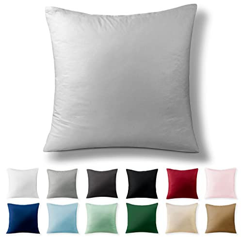 Alreya Renforcé Kissenbezug 60 x 60 cm - 100% Baumwolle mit YKK Reißverschluss, Superweicher Kopfkissenbezug 60x60, Kissenhülle, Grau, nur Kissenbezug