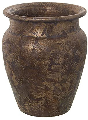 DRW Pflanzkübel aus Keramik in antikem Gold, 31 x 40 cm