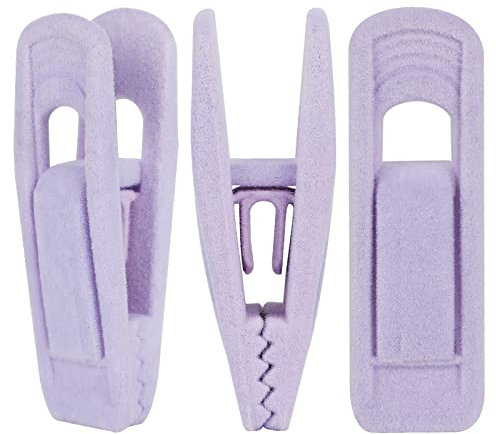 Tinfol Samt-Kleiderbügel-Clips, für Hosen, starke beflockte Finger-Clips, große Öffnung, perfekt für schmale Kleiderbügeln aus Samt, 50 Stück