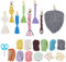 INFUNLY 10 Set Makrame Schlüsselanhänger DIY Kits Mini Boho Schlüsselanhänger Tasche Charms Makrame Schlüsselanhänger Armband mit Quasten für Auto Schlüssel Geldbörse Telefon