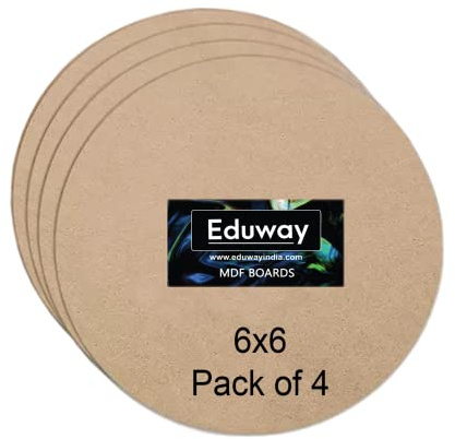 Eduway Runde runde MDF-Platten für Kunst und Handwerk, 4 mm, unlackierte runde Holzscheiben für Harzmalerei, Handwerk, Kunst, Brandmalerei, Malerei, DIY (15 cm)