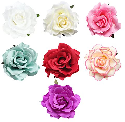 7 Pièces Fleur Broche Tête Ornement Mariée Femmes Rose Fleur Accessoires De Cheveux Pince À Cheveux De Mariage Danseuse De Flamenco