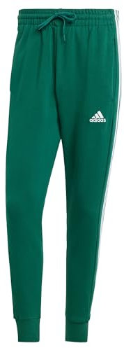 adidas Herren Essentials French Terry Tapered Cuff 3-Stripes Pants, Collegiate Green, S