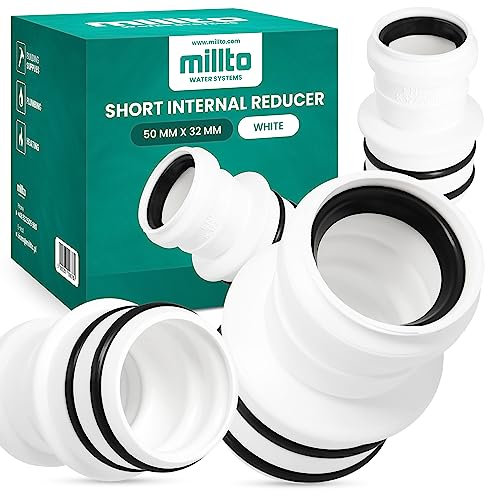 Millto™ Réducteur interne - 50 x 32 mm - Court - Manchon de réduction - Réducteur de tuyau - Adaptateur de tuyau d'eau - Systèmes d'égout - Raccord de tuyau en polypropylène