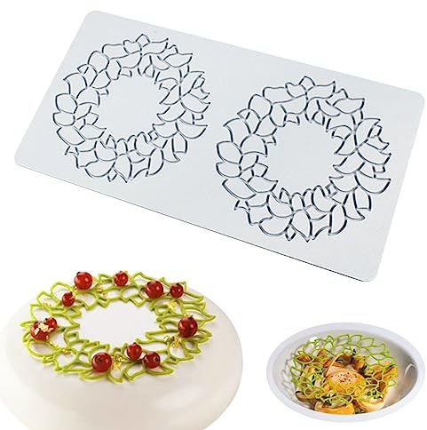 Hohle Schneeflocke Silikon Schokolade Süßigkeiten Fondant Form 3D Prägung Kuchen Fondant Ton Form für Cupcake Top Zuckerhandwerk Kuchendekoration (C-Blumenring)