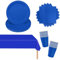 53PCS Papiergeschirr Blau Papier Geschirr Set Party Weihnachts Party Geschirr Set, Blau Tischdecke Rechteckig,Pappteller,Servietten,Pappbecher für Geburtstag,Hochzeiten,Weihnachten Dekoration