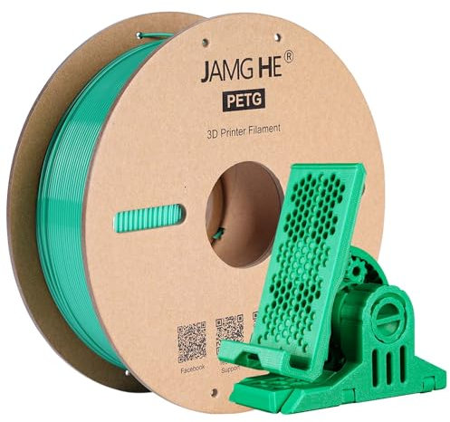 PETG Filament for 3D Printer, JAMG HE PETG Filament 1.75mm 1KG Precision +/- 0.02 mm PETG Filament Spool for 3D Printing Refill (1KG, Green)