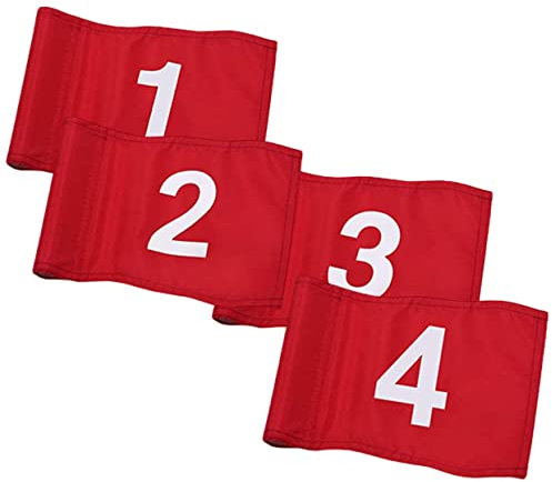 Amosfun 4 Stück Golf-grüne Flagge Fahnen Setzen Grünen Flaggenstock Setzen Verschleißfeste Golffahnen Abnehmbare Fahnen Fahrradfahne Indoor-putting-green Rote Flagge Nylon Tragbar Stift