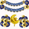 Ramadan Mubarak Dekoration, Ramadan Mubarak Banner Girlande, Ramadan Luftballons, Gold Stern Mond Ramadan Folienballon, EID Mubarak Deko für Eid Festival Party Deko
