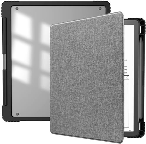 HGWALP Custodia trasparente Slimshell per Kindle Scribe 10.2 (2024/2022 Rilasciato), Kindle Scribe Case Cover 10.2 pollici 2024/2022 con supporto della penna e funzione di sonno/sveglia automatica-GY