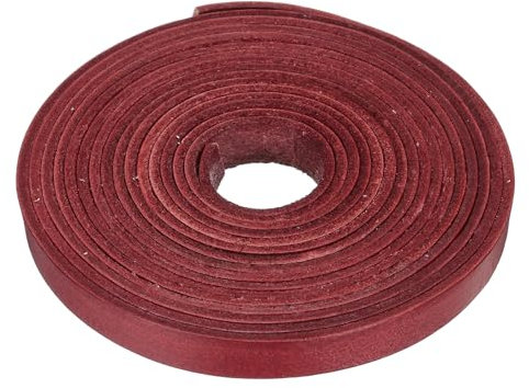 sourcing map 3.3 Yards 10mm Flat Leather Cord, Leather Lacing Strips for DIY Crafts Red Brown