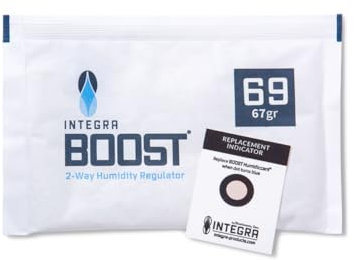 Integra Boost 2-Wege-Feuchtigkeitskontroll-Set, 67 g, bewahrt Geschmack und Frische, hält die Luftfeuchtigkeit bei 69 % relative Luftfeuchtigkeit – ideal für Kräuter, Zigarren, Gewürze und mehr –