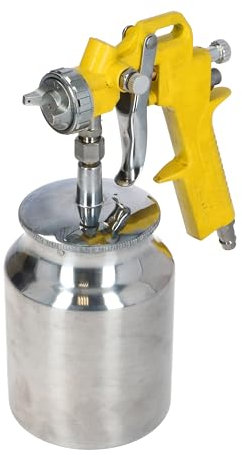 HVLP Lackierpistole 1000 ml | Druckluft Spritzpistole 1,5 mm Düse | Sprühpistole für Farbe und Lack | Farbspritzpistole für 4-8 Bar | Farbsprühpistole Gelb mit Fließbecher | Kfz Farbpistole