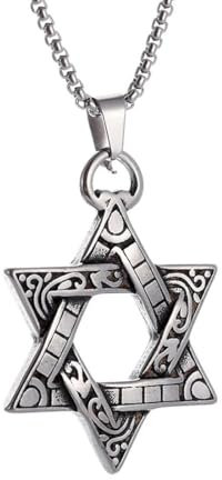 Caiduoduo Vintage Hindu Shiva und Shakti Hexagon Anhänger Gravierte Muster Halskette Männer Frauen Mode Charme Edelstahl Schmuck