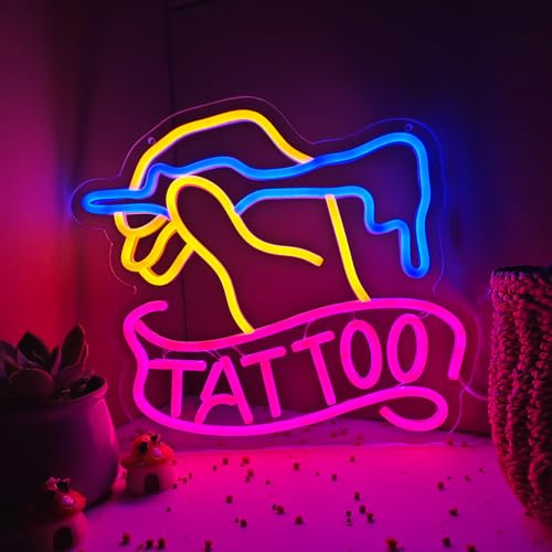 TATTOO Neon Sign Led Wall Window Decor Man Cave Neon Light Up Signs Wall Art for Tattoo Shop Studio USB Powered 13.3x12.7