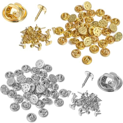 OQKAHIV 50 pcs Schmetterling Pin-Clutch Set, verschließbaren Schmetterlingsnadeln, Metall Anstecknadeln in Gold & Silber mit Verschluss für Broschen, Abzeichen & DIY-Bastelprojekte