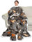 Catalonia Sherpa Wearable Blanket with Sleeves & Foot Pockets for Adult Women Men, Comfy Snuggle Wrap Sleeved Throw Blanket Robe, Gift Idea, Taupe Horse