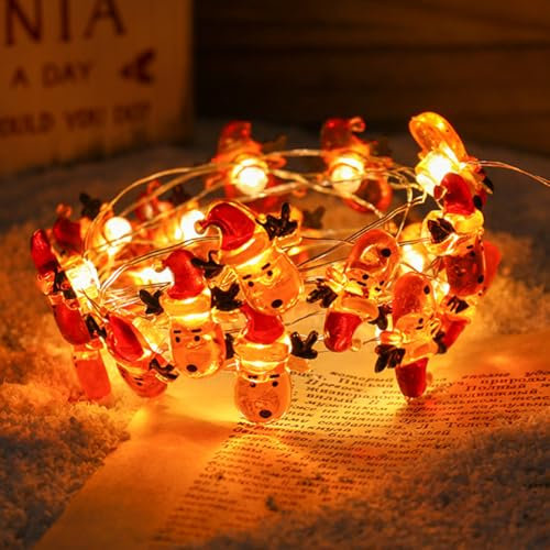 Weihnachten Lichterkette,2m 20 led Ren Weihnachtsdeko Lichterkette,Warmweiß Lichterkette Weihnachten,LED Weihnachtsthema Lichterkette für Weihnachtsbaum, Schlafzimmer, Party,Balkon,Fenster
