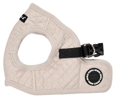 Puppia Irvin Vest Hundegeschirr, Step-in, warm, Winter, Rautenmuster für kleine und mittelgroße Hunde, Creme, Größe M