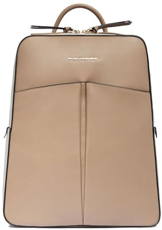 PIQUADRO Zaino donna in pelle con porta pc da 15,6 Ashley, beige
