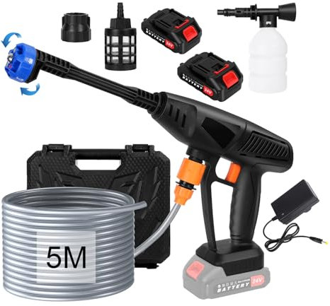 yoakaiax Cordless Pressure Washer Portable Power Washer with 6-in-1 Adjustable Nozzle, 1.5Ah Battery Powered Pressure Washer, 24V High Pressure Washer with 16.4ft Hose, Handheld Pressure Washer for C