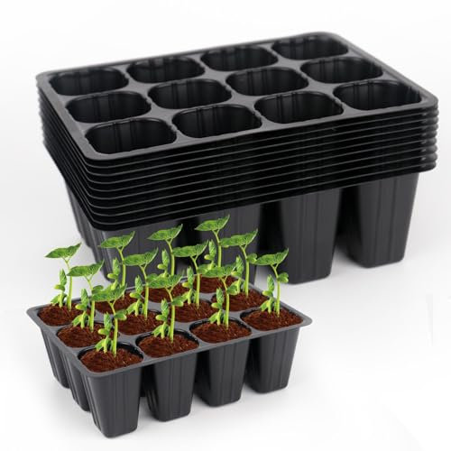 XCRPRT 120 Cells Seedling Plug Trays, 10 PCS Reusable Seed Starter Container, Garden Care Seed Tray Inserts, Seed Tray Cell Inserts with Holes for Nursery Growing Plants Propagation Germination