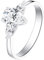 AMDXD Echt Gold Schmuck Weiß Gold 18K 750 Eheringe, Klassiker Freundschaftsringe mit 2ct Moissanit Tropfen, Partnerringe Verlobungsring Au750 Gold, Gr.62 (19.7)
