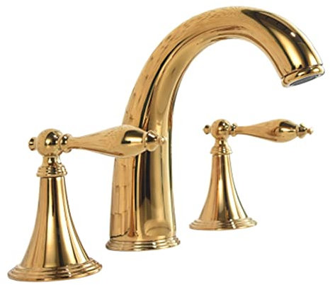EMVIXTGLK Waschbecken Wasserhahn Badezimmer Weit verbreitet DREI Löcher 8 Zoll Messing Wassermischbatterie Gold Schwarz Becken Wasser Waschbecken Mischkran(Gold 3)