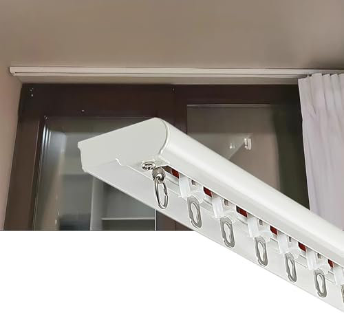 Binario per tenda da soffitto in lega di alluminio, sottile, montaggio stretto, divisore per tenda per finestra, con rullo silenzioso, bianco, 150 cm