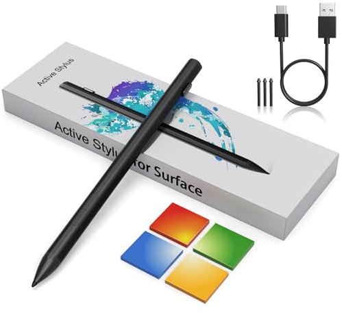 Surface Stylus für Surface Pro 11/9/X/8/7/6/5/4/3, Surface Go 4/3/2/1, Surface Laptop/Studio/Book 4/3/2/1 Stylus Stift mit Palm Rejection, 4096 Druckempfindlichkeit, Schwarz