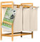 HEIMWERT Wäschekorb Holz Wäschesammler Bambus - Für ein schönes Zimmer und perfekte Ordnung - Aufbewahrungskorb Regal Korb laundry baskets ausziehbarer Wäschekorb mit Deckel und 2 Fächer (beige)