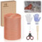 SelfTek Copper Mesh Rodent Control, 10 Meters Pure Copper Rodent Mesh Rustproof Copper Wool Double Layer Copper Mesh Roll with Work Gloves, Scissors and Bamboo Tool, 10m X 12.7cm/32.8ft X 5in