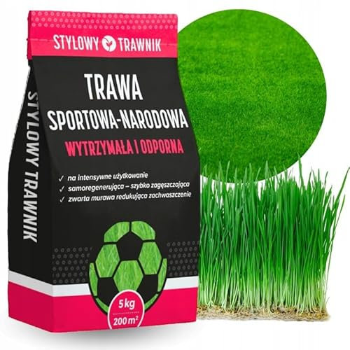 STYLIZER Sport Rasensamen Schnellkeimend Frühjahr 5 kg - Grassamen Sport und Spielrasen bis zu 200 m² - Turbo Rasensaat Trockenresistent und Winterhart - Unkrautreduzierender und Robust Rasen Samen