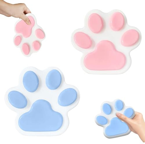 2 Stück Cat Paw Squishy Toy, Pfoten Squishy Squeeze Toy, Katzenpfoten Squishy, Anti Stress Sensory Fidget Toys für Erwachsene und Kinder
