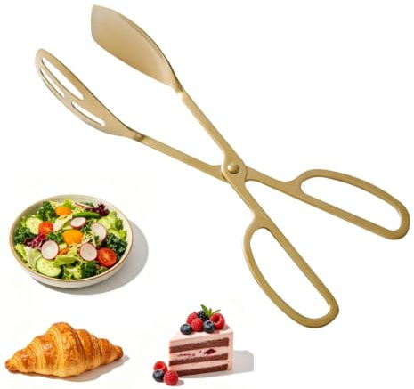 Scissor‑Style Gold Serving Tongs, 25.5cm Stainless Steel Salad Buffet Tongs, Food Clip for Kitchen Home Party BBQ Banquet