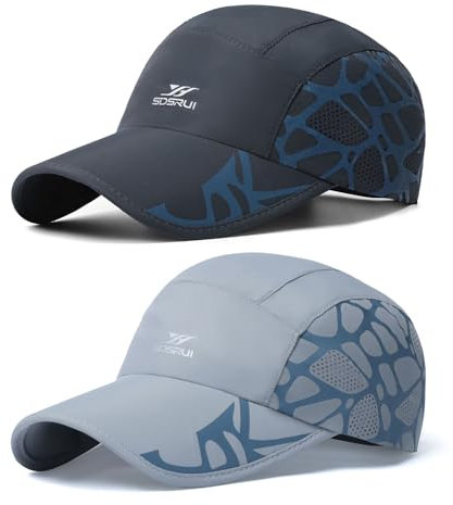 TAGVO Baseball Cap Herren Damen, 2 Stück Schnell Trocknend und Atmungsaktiv Verstellbar Baseballkappe Mit Schweißband Mesh, Leicht Faltbare Mode läuft Sport Cap Sonnenhut für Reisen Draußen