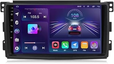 9 Zoll Touchscreen Android 12 Autoradio für Benz Smart 2006-2009 mit Carplay Android Auto HiFi RDS GPS-Navigation Dab BT 5.0 Link Spiegel DSP FM AM DVR Lenkradsteuerung Rückfahrkamera (M100S)