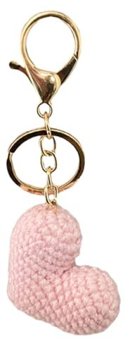 LIbgiubhy Unique Heart Keychain Hand Knitted Crochet Keyrings Portable Heart Pendant Stylish Accessory for Fashionable Lovers