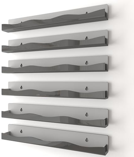 Nagellack-Organizer zur Wandmontage, 38,1 cm, schwarz, spiegelnd, für Make-up und Beauty-Essentials – Mehrzweck-Displayhalter für kleine Räume, Badezimmer, 6 Stück