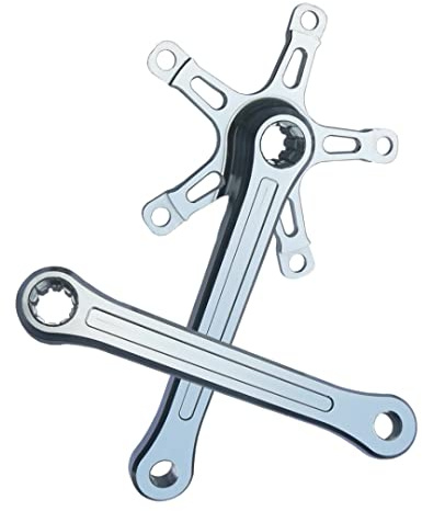 TANGSIYANG Kurbelgarnitur Fahrradspline-Kurbeln Mountainbike 170mm Länge 130 BCD. Aluminiumlegierung Licht Gewicht Schwarz Silber(Silver)