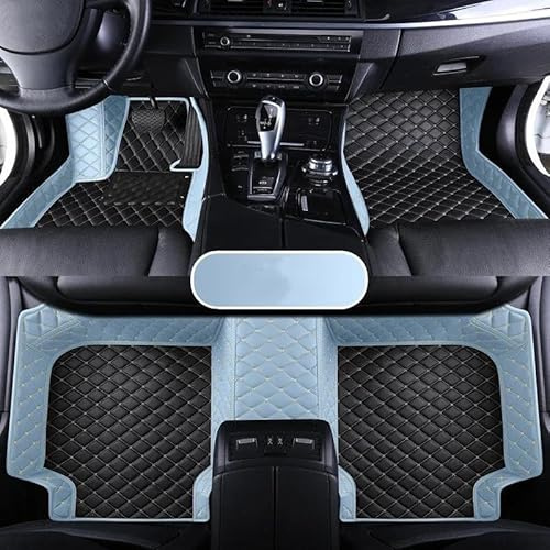 Autoteppich Leder-Fußmatten für Mitsubishi für Lancer X 2010–2017 wasserdicht, Innenraumzubehör Fußmatten(Blue Black)