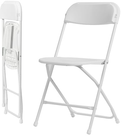 Winlice 2er-Set Kunststoff Klappstühle,Weiß Stapelbar,Tragbar,Für Innen&Außen Hochwertige Veranstaltungsstühle mit 160 kg Belastbarkeit,Ideal für Feiern,Hochzeit,Garten und Gewerbe