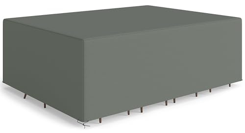 Outsunny Schutzhülle für Gartenmöbel Winterfest Wasserdicht Abdeckung Abdeckplane Oxford Gewebe Winddicht Abdeckhaube für Gartentische Terrassenmöbel Abdeckhülle 275 x 205 x 90 cm Dunkelgrau