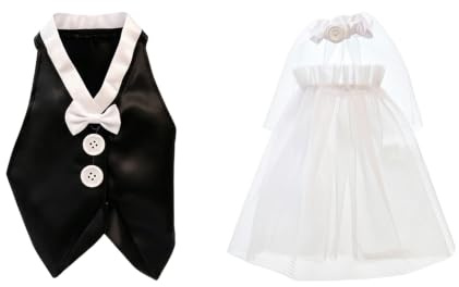 2 Stück Hochzeits Weinflaschen Deko Set,Brautpaar Deko Flaschendeko Braut Und Bräutigam Hochzeitsdeko Decoration Flaschen Hochzeitskleid Flaschenüberzug für Hochzeit Hochzeitsanzug Tischdekoration