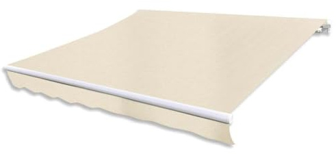 LoogCape Tenda da sole motorizzata con braccio articolato bianco crema, 400 cm con caduta di 300 cm, telaio in alluminio con rinforzo in metallo, rivestimento in poliuretano, telecomando, balcone