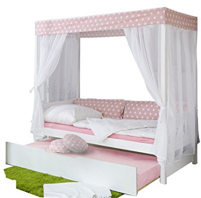 Himmelbett Marianne inkl. Tüll-Set Rosa Weiß