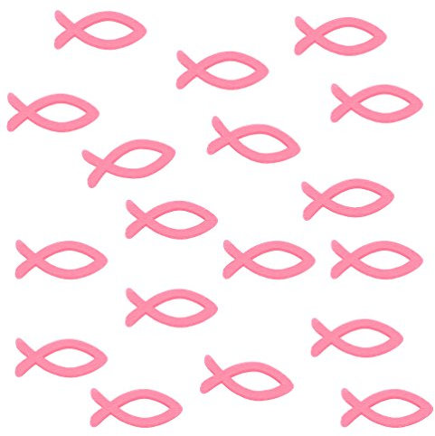 Oblique Unique® Holz Fische Streuartikel für Taufe Kommunion Konfirmation Streudeko Tischdeko Verzierung - Rosa