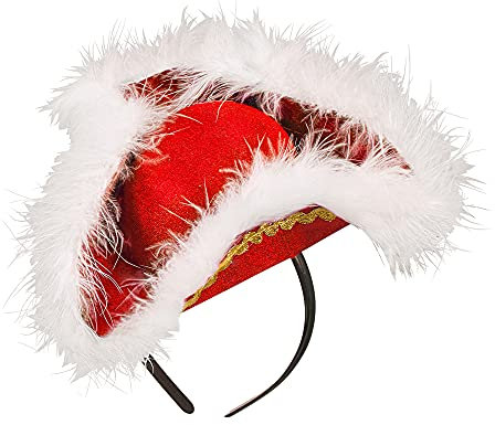 W WIDMANN MILANO Party Fashion 06903 - Haarreif, Mini Dreispitz, mit Marabu-Federn, Funkenmariechen, Gardemädchen, Hut, Kopfschmuck, Accessoire, Karneval, Mottoparty